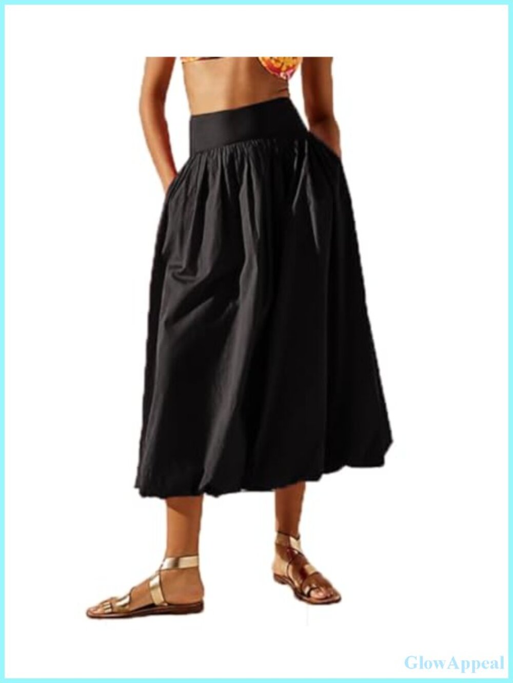 Y2K Bubble Maxi Skirt Pleated Ruffle A-Line Low Waist Summer Beach